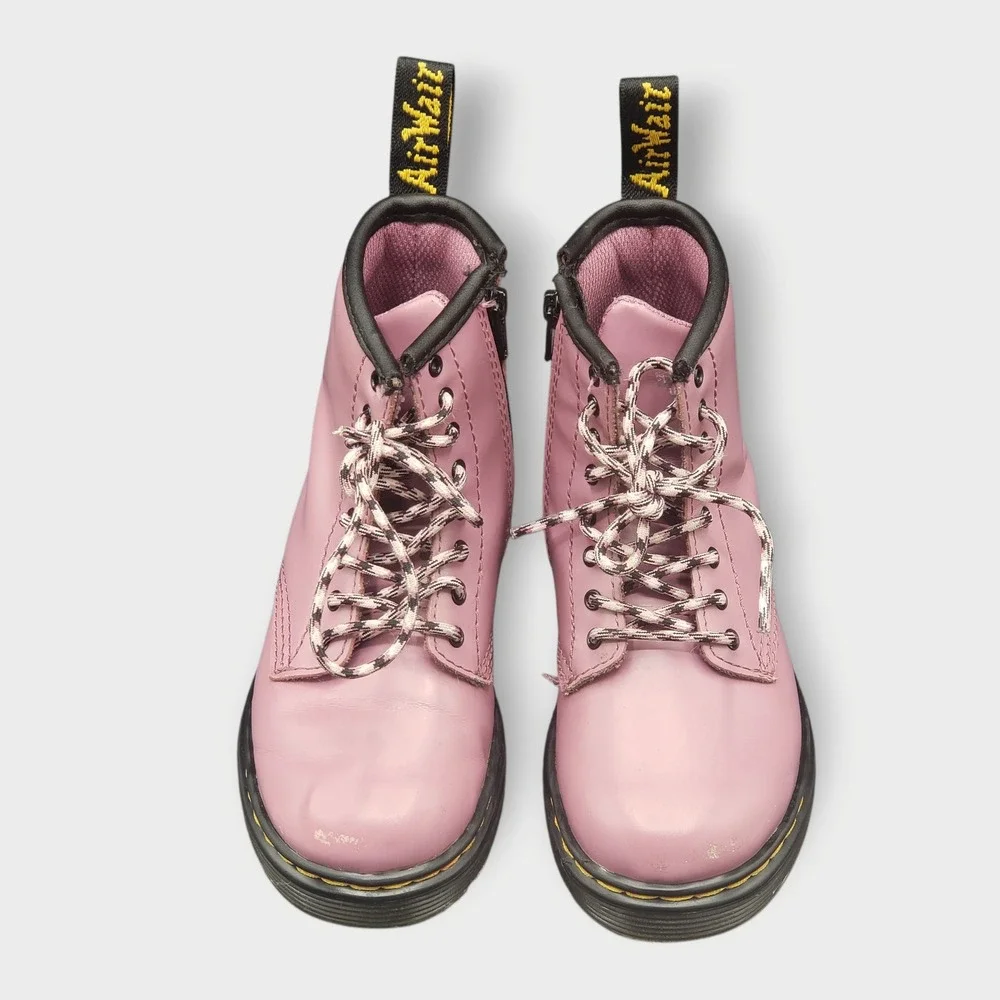 Dr Martens Junior 1460 Toddler Girls Sz 10 Lace Up Combat Boots Pink Black - Picture 4 of 11